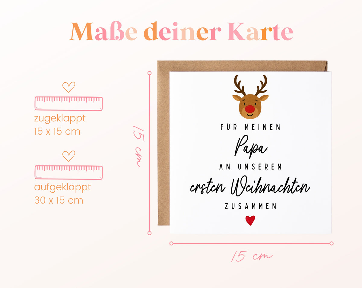 Weihnachtskarte – Erstes Weihnachten – Papa mit Rentier – 04 masse