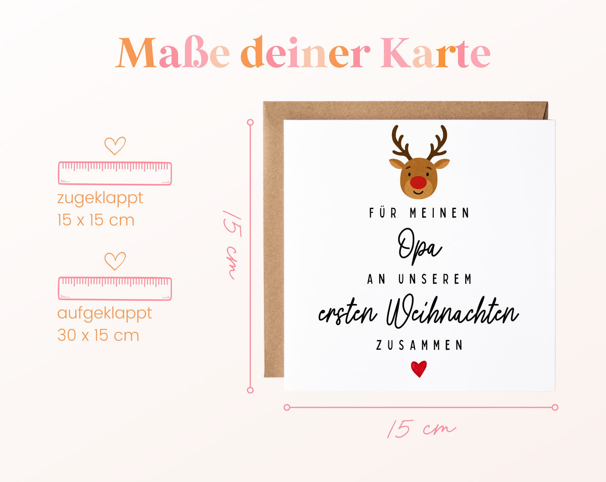 Weihnachtskarte – Erstes Weihnachten – Opa mit Rentier – 04 masse
