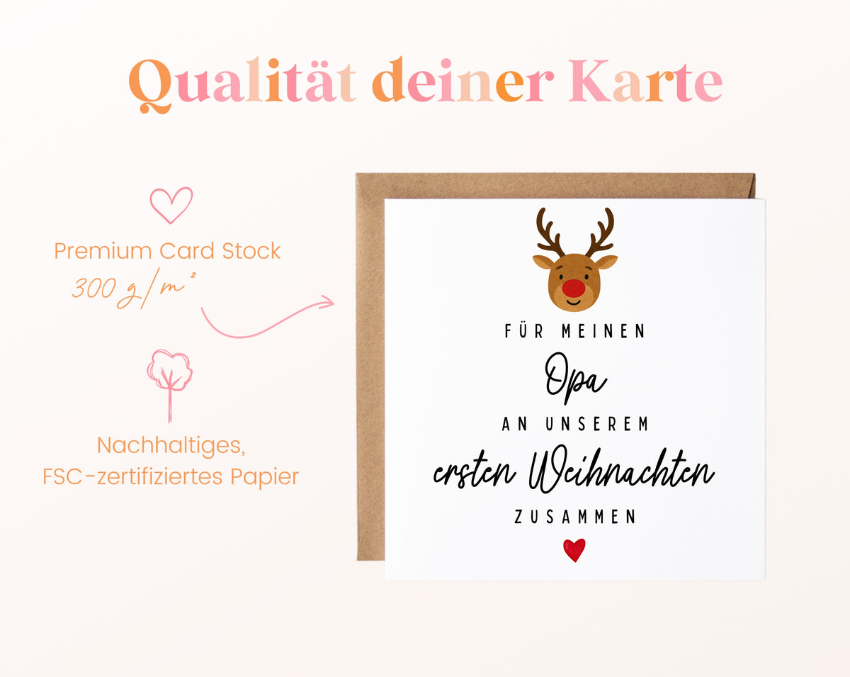 Weihnachtskarte – Erstes Weihnachten – Opa mit Rentier – 05B qualitaet 300