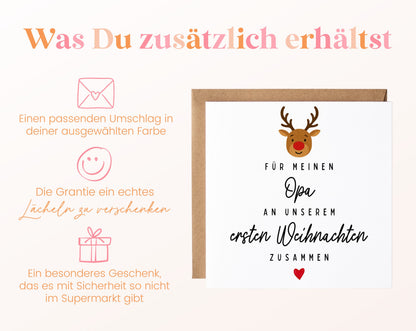 Weihnachtskarte – Erstes Weihnachten – Opa mit Rentier – 06 zusaetzlich