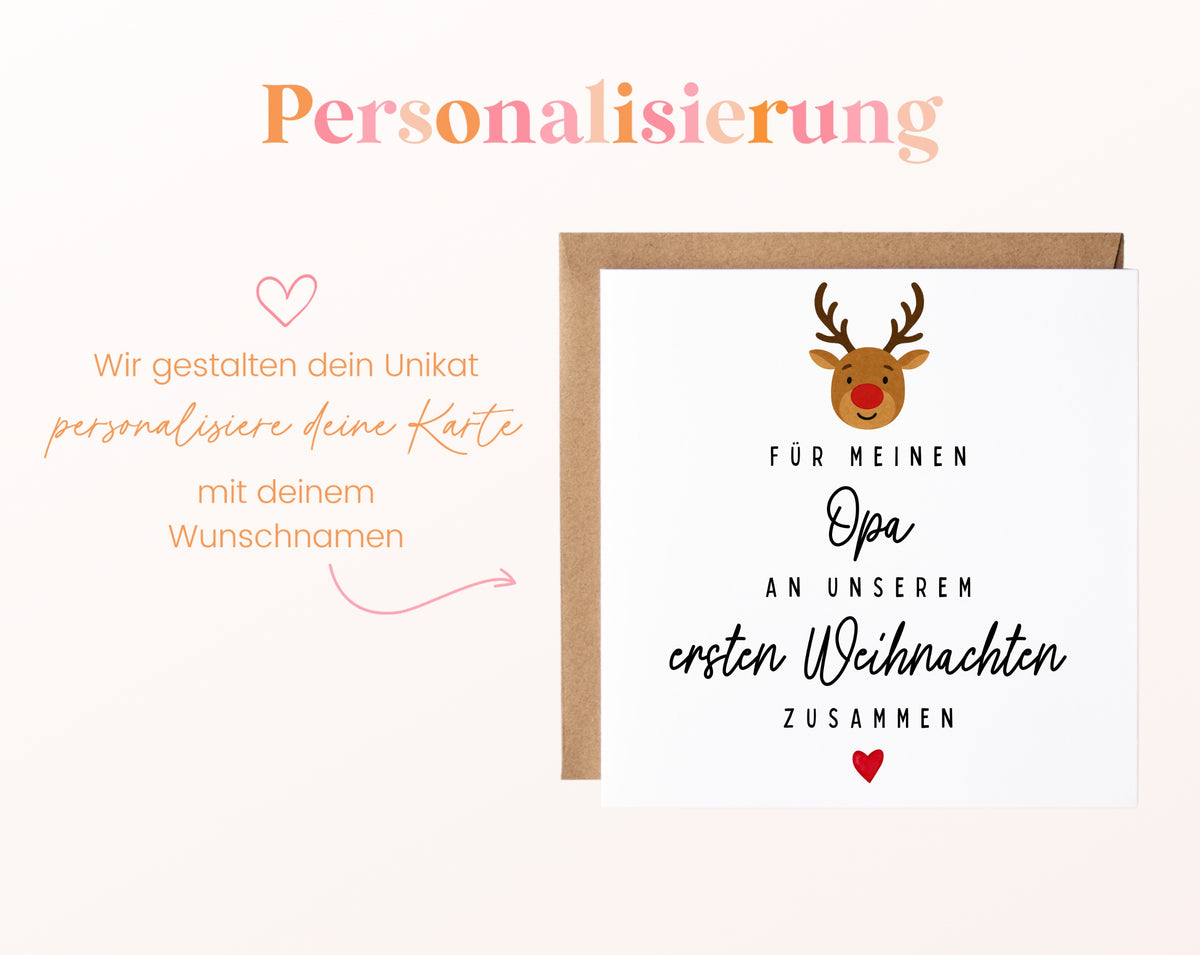 Weihnachtskarte – Erstes Weihnachten – Opa mit Rentier – 08 perso ein wunschname