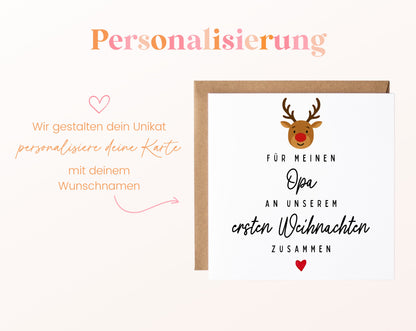 Weihnachtskarte – Erstes Weihnachten – Opa mit Rentier – 08 perso ein wunschname