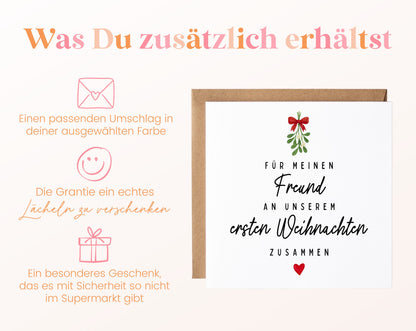 Weihnachtskarte – Erstes Weihnachten – Freund mit Mistelzweig – 06 zusaetzlich
