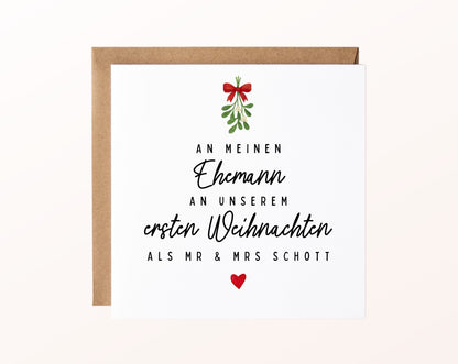 Weihnachtskarte – Erstes Weihnachten als Ehepaar – Ehemann – 02 karte pur rose