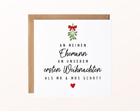 Weihnachtskarte – Erstes Weihnachten als Ehepaar – Ehemann – 02 karte pur rose