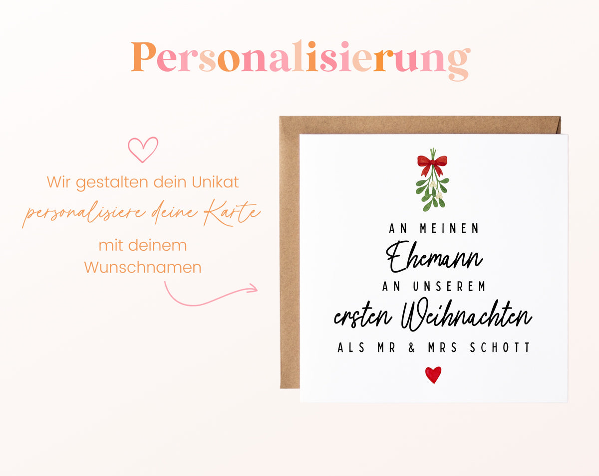 Weihnachtskarte – Erstes Weihnachten als Ehepaar – Ehemann – 08 perso ein wunschname