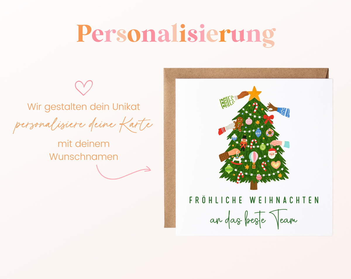 Weihnachtskarte – Fröhliche Weihnachten an das beste Team – 08 perso ein wunschname