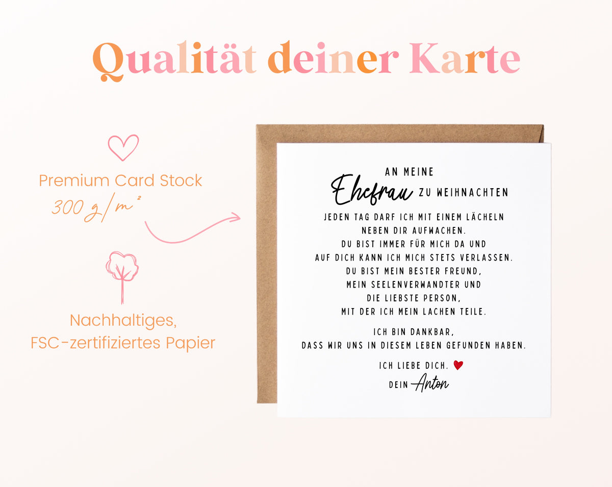 Weihnachtskarte – An meine Ehefrau – mit Absender – 05B qualitaet 300