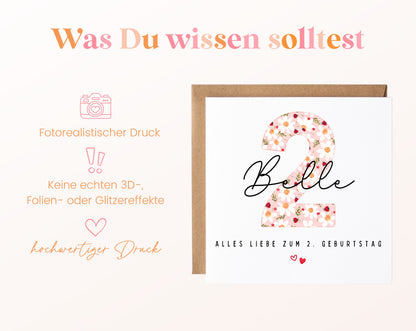 Personalisierte Geburtstagskarte zum 2. Geburtstag mit Marienkäfer – Informationen zur Karte