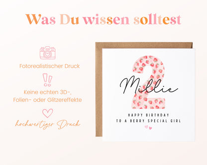 Personalisierte Geburtstagskarte zum 2. Geburtstag mit Erdbeere – Informationen zur Karte