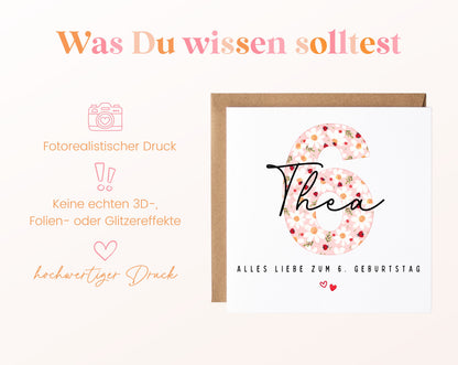 Personalisierte Geburtstagskarte zum 6. Geburtstag mit Marienkäfer – Informationen zur Karte