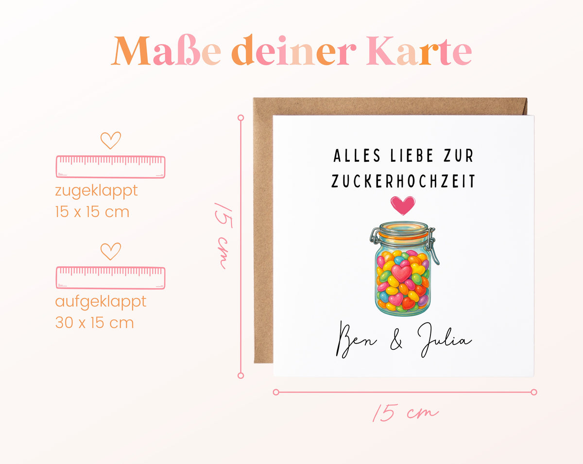 Buntes Glas-Karte zum 6. Hochzeitstag – Maße