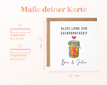 Buntes Glas-Karte zum 6. Hochzeitstag – Maße