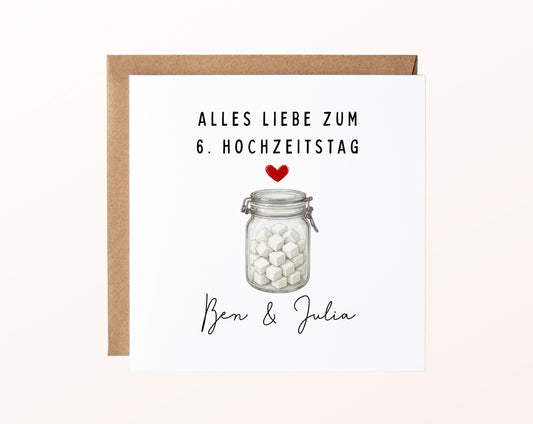 Zuckerglas weiß-Karte zum 6. Hochzeitstag – Produktansicht